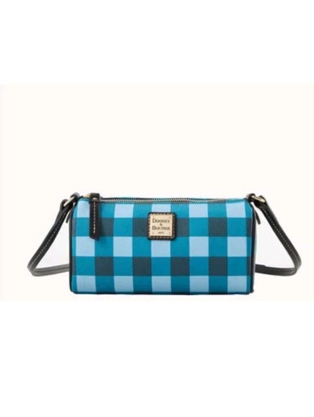 Dooney & Bourke Tucker Buffy Crossbody Teal Blue Color Check Small Mini NEW